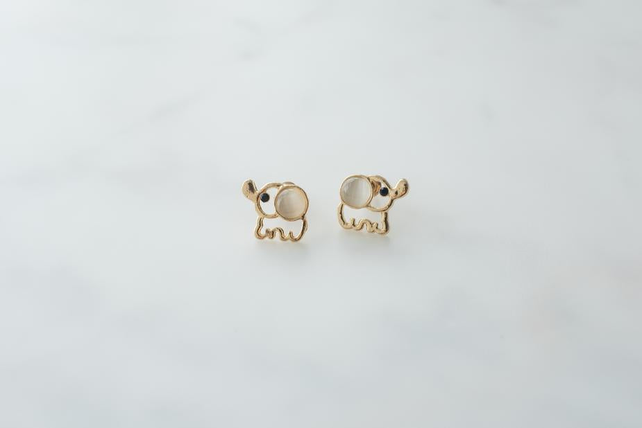 Gold Elephant Earrings - wc-prakash